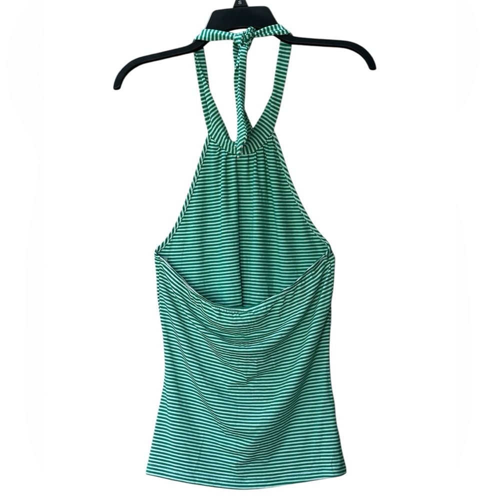 NWT Molli & Mia Summery Green White Stripe Tie Neck Halter Top Size M - Picture 5 of 11